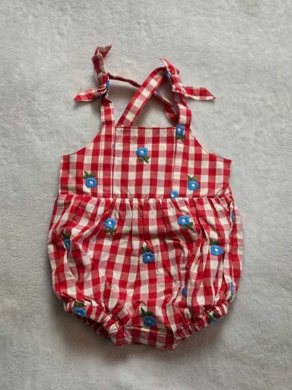New 0-3 Months 50cm Hanna Andersson red gingham summer baby romper
